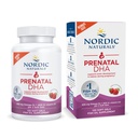 Naturales nórdicos Prenatal DHA, Fresa - 120 Gels blandos - 830 mg Omega-3 + 400 UI Vitamina D3 - Apoya el desarrollo del cerebro en bebés durante el embarazo y lactancia - No GMO - 60 Actuaciones