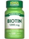 Verdad de la naturaleza Biotin 1000mcg TEN 120 Tablets ANTE Vegan, Non-GMO, Gluten Free Supplement