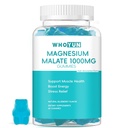 Magnesio Malate Gummies 1000mg, Ausorción Mejorada Magnesio Chewables Suplemento con ácido malicioso para la salud del músculo, 60 Condes