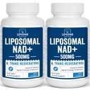 Liposomal NAD + 500 mg + Trans-Resveratrol 300 mg, Absorción superior,True NAD Suplemento eficiente que NMN,Nicotinamide Riboside para el metabolismo de energía celular & ADN Reparación,Envejecimiento saludable,120 Softgels