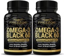 FREZZOR Omega 3 Negro para el cuidado conjunto & Comfort - Nueva Zelanda Green Lipped Mussel Oil Capsules; 53x Potency Superior con UAF1000+ Super Antioxidante, No Fishy Aftertaste, 60 Cuenta (Pack de 2)