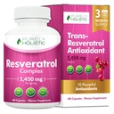 Resveratrol puramente Holístico 1450mg, 90 Servimientos, Suplemento Antioxidante Trans-Resveratrol con Complejo de Vitamina C y Polifenol, 180 cápsulas veganos