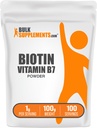 BulkSupplements.com Biotin 10000mcg Powder - Vitamina B7, Vitaminas para el cabello, la piel y las uñas - Gluten Gratis, 1g por Serving (10mg Biotin), 100g (3.5 oz) (Pack of 1)