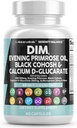 Nutracéuticos limpios DIM Evening Primrose Black Cohosh Calcium D-Glucarate Sulforaphane Flax Seed Extract - Hormonal Support Vitaminas para Mujeres con Dong Quai - 60 Caps