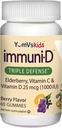 ImmuniD Elderberry Gummies for Kids by YumVs ← Immune Support, Vitamina C &amp; Vitamina D TEN Full Immune System Support ← Natural Berry Flavor Chewables-60 Count  durable Vitamin C and D for Kids
