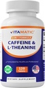 Vitamatic L-Theanine 200mg con Caffeine 100mg – 120 Tabletas Vegetarianas Suplemento Nootropic para Energía enfocada " Claridad mental