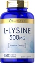 Carlyle L-Lysine 500 mg  250 Caplet Capsules  durable Amino Acid Supplement ← Vegetarian, Non-GMO &amp; Gluten Free