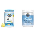 Jardín de la vida Pólvora de proteína vegana - Raw Organic Meal Replacement Shakes - Vainilla - Pea Protein " Grass Fed Collagen Peptides Pólvora - Pólvora de Collagen Desflavorada para Mujeres Hombres Piel de uñas