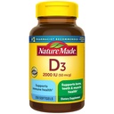 Natural Made Vitamina D3 2000 UI (50 mcg), Suplemento dietético para Bone, Tientes, Muscle e Immune Health Support, 250 Softgels, 250 Day Supply