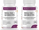 Body Kitchen Mega NAC (N-Acetyl Cysteine) 600 mg con Quercetin, soporta la salud respiratoria y la función de inmune y promueve el hígado y el riñón Detox, Veggie Caps, (Pack of 2)