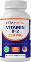 Vitamina Vitamática B2 (Riboflavin) 250 mg - 200 cápsulas Apoyo Energía Celular y Producción de Celular de Sangre Rojo