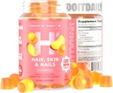 Salud por Habit Hair, Skin and Nails Supplement (60 Gummies) - 2500mcg Biotin, Vitamina C, Vitamina E, fuertes uñas, Peach Flavor, Vegan, Gluten Free, Non-GMO