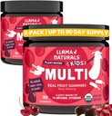 Llama Naturals Niños Gummies multivitamínicos, Vegan, Orgánica con Vitamina D, C & K, Vitaminas de Gummy de Fruto Real Toddler, Suplemento Chewable, Multivitamina de Alimentos enteros, No Añadido caña de azúcar, cereza, 2 Pk