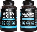 Ingredientes originales puros Carbonato de calcio y óxido de magnesio Bundle, 365 cápsulas cada uno, sin artillería, Alwasy Pure