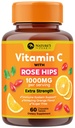 Vitamina C 1000mg Suplemento Chewable - Soporte extra de tallas Vitamina C Suplemento dietético con Rosa HIPS, Apoyo Antioxidante Vitamina C, Natural, Vegano, Sabor Naranja - 60 Tabletas