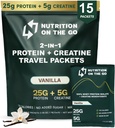 Nutrición en la proteína de Go Whey Packets con crema – 25g Proteína + 5g Creatina – Polvo de proteína de un solo paso – Vainilla (15-Pack)