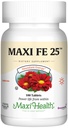 Maxi Health Iron Supplement for Women &amp; Hombre - Gentle Iron 25 mg for The Stomach - Non Constipating* Pills - Kosher - Non GMO - Vegetarian (100 Tablets)