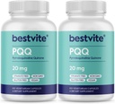 BESTVITE PQ 20mg (Pyrroloquinoline Quinone) (240 cápsulas vegetarianas) (120 x 2) - No Stearates - Vegan - No GMO - Gluten Gratis