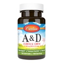 Carlson - A &amp; D, 25000 UI (7500 mcg RAE) Vitamina A, 1000 UI (25 mcg) Vitamina D, Vision Support, Skin Health, 100 Softgels