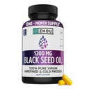ZHOU Black Seed Oil Capsules - Black Cumin Seed Oil Cold Presionado, Nigella Sativa, Pure Unrefined Blackseed, Premium Supplement for Health, Hair & Skin w/Thymoquinone - 60 cápsulas (Pack of 1)