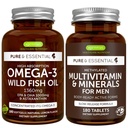Alta Absorción Omega-3 Wild Fish Oil + Methylated Men's Multivitamin Bundle, 1000mg EPA & DHA 180 Softgels + Sustained Release Multivitamin 180 Tablets, por Igennus