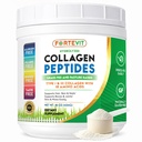 Péptidos de colágeno FORTEVIT Polvo para Hombres de Mujeres – Hidrolyzed Tipo I " III – Boosts Skin Elasticity, Hair & Nail Strength, Joint Support – Unflavored, Grass‐Fed, Non-GMO, Keto & Paleo – 16 oz Jar