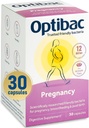 Probióticos Optibac Embarazo - 12 Billones CFU & FOS Fibres, suplemento probiótico vegano para mujeres embarazadas y lactantes, 30 cápsulas