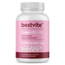BESTVITE Vegan Vitamina D3 5000 UI + Vitamina K2 100 mcg como MK-7 (120 cápsulas vegetarianas) - No Stearates - Vegan - No GMO - Gluten Gratis