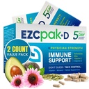 EZC Pak 5-Day Immune System Booster con Echinacea, Vitamina C, Zinc &amp; Vitamina D - Tapered Immune Support Supplement for Adults - Support Immunity, Easy Travel-Size Supplement Pack - (Pack of 2)