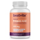BESTVITE R-Lipoic Acid 100mg Estabilizado con Bio-Enhanced® Na-RLA (120 cápsulas vegetarianas) No Stearates - Sin agentes de flujo - Vegan - No Gluten Free