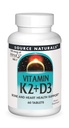 Fuente Naturales Vitamina K2 + D3 Hueso & Complejo de Salud Corporal - 400 UI Vitamina D3 &amp; 100 mcg Vitamina K2 (MK-7) con Calcio - 60 Tabletas