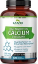 Zazzee High Absorption Calcium D-Glucarate, 500 mg por cápsula, 3 mg BioPerine for Enhanced Absorption, 100 Vegan Capsules, Plus Broccoli 10:1 Extracto, 100% Vegetariano, CDG, All-Natural and Non-GMO