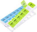 AUVON Organizador semanal de píldoras 2 veces por día artritis amigable con diseño abierto de primavera, BPA gratis 7 días AM caja de píldoras con grandes compartimentos separados para mantener 9 aceites de pescado, suplemento, medicamentos