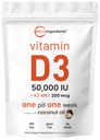 Micro Ingredientes Vitamina D3 50.000 UI + K2 MK-7 200 mcg, 240 Softgels viv Virgin Coconut Oil TEN 2-in-1 Bone, Immune & Heart Support TEN Easy to Swallow, Non-GMO