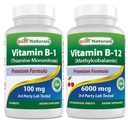 Mejores Naturales Vitamina B1 como Monotrato de Thiamine 100 mg &amp; Vitamina B12 6000 mcg