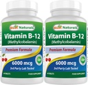 Mejores Naturales Vitamina B-12 como Metilcobalamina (Metil B12), 6000 mcg 60 Tablas sublinguales (60 Cuenta (Pack of 2))