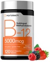 Horbäach B12 Vitamina 5000 mcg tención 120 Fast Dissolve Tablets  Metilcobalamin sublingual ANTE Vegetarian, Non-GMO &amp; Gluten Free Supplement