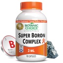 Botanic Choice Super Boron Complex (3mg) - Promueve Bone &amp; Prostate Health by Metabolizing Calcium &amp; Magnesium - 3 Forms of Boron for Men &amp; Women (90 Capsules)
