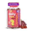 Chistes de Hierro+ Gummies - Suplemento Chewable con Hierro, Multivitamínico para Niños, Bajo Azúcar, Vegan, Gummies Toddler, Sabor de Uvas de Yummy (100 Cuenta)
