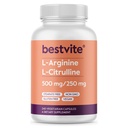 BESTVITE L-Arginine L-Citrulline 500mg / 250mg Vegan (240 cápsulas vegetarianas) - Sin estearatos - sin fosfato de dicalcium - Non GMO - Gluten Free
