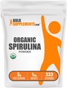 BulkSupplements.com Polvo Espirulina Orgánica - Superalimentos, Polvo Espirulina Verde, Suplemento Herbal - Vegan-Friendly, 3g por Serving, 1kg (2.2 libras) (Pack of 1)