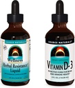 Fuente Naturales Suplementos líquidos, Resistencia herbaria y 2000 iu Vitamina D-3-4 oz Botellas
