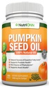 Pumpkin Seed Oil - 1000MG - 180 Softgels - Cold-Presed Natural Pumpkin Seed Oil - Fuente natural de ácidos grasos esenciales - Gran para el crecimiento del cabello, la salud de próstata y la tract