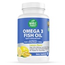 Omega 3 suplementos de aceite de pescado, máxima fuerza 2400 mg Omega-3, 1440 mg de aceite de pescado, EPA DHA ácidos grasos, salud cardíaca, visión, ojo, cerebro, apoyo inmunológico para hombres y mujeres. sabor natural de limón, 60 ct (1)