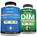 Nutrivein Premium DIM &amp; Berberine Supplement Bundle: High-Absorption Berberine &amp; DIM Supplement with Bioperine - for Hormonal Balance, Digestive Regularity, Metabolism, &amp; Global Wellness