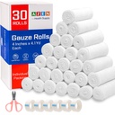 AZEN 30 Pack Gauze Rolls Bandages, 4 en x 4.1 Yards, suministros médicos premium " suministros de primeros auxilios, bandage Wrap Vet Wrap, mamá Wraps
