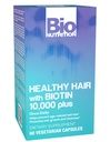 Bio Nutrition Healthy Hair Support with Biotin 60 Vegetarian Capsules TENER Pelo más fuerte TENIDO PEQUEÑOS PEQUEÑOS TENIENDO Promueve el Crecimiento del Pelo y la Thickness ANTE Blend with Complex B Vitamins and Minerals