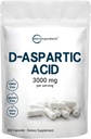 Micro Ingredientes D-Aspartic Acid 3000mg Por Serving, 300 Capsules Silencio Pure DAA for Energy, Testosterone &amp; Performance Support ← Non-GMO, Gluten-Free, Soy-Free