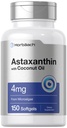 Horbäach Astaxanthin 4mg  150 Softgels ← Suplemento de Microalgae Silencio con Coconut Oil ← Non-GMO, Gluten, Soy Free