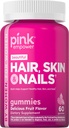 PINK Hair Skin Nails Gummies Silencio 60 Conde ← Plus Collagen " Biotin ← Vitaminas libres para las mujeres con sabor a fresa